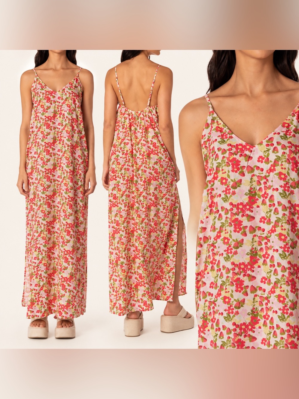Maaji Debbie Strawberry Floral Maxi Cover-Up Dress Medium NWT $136
